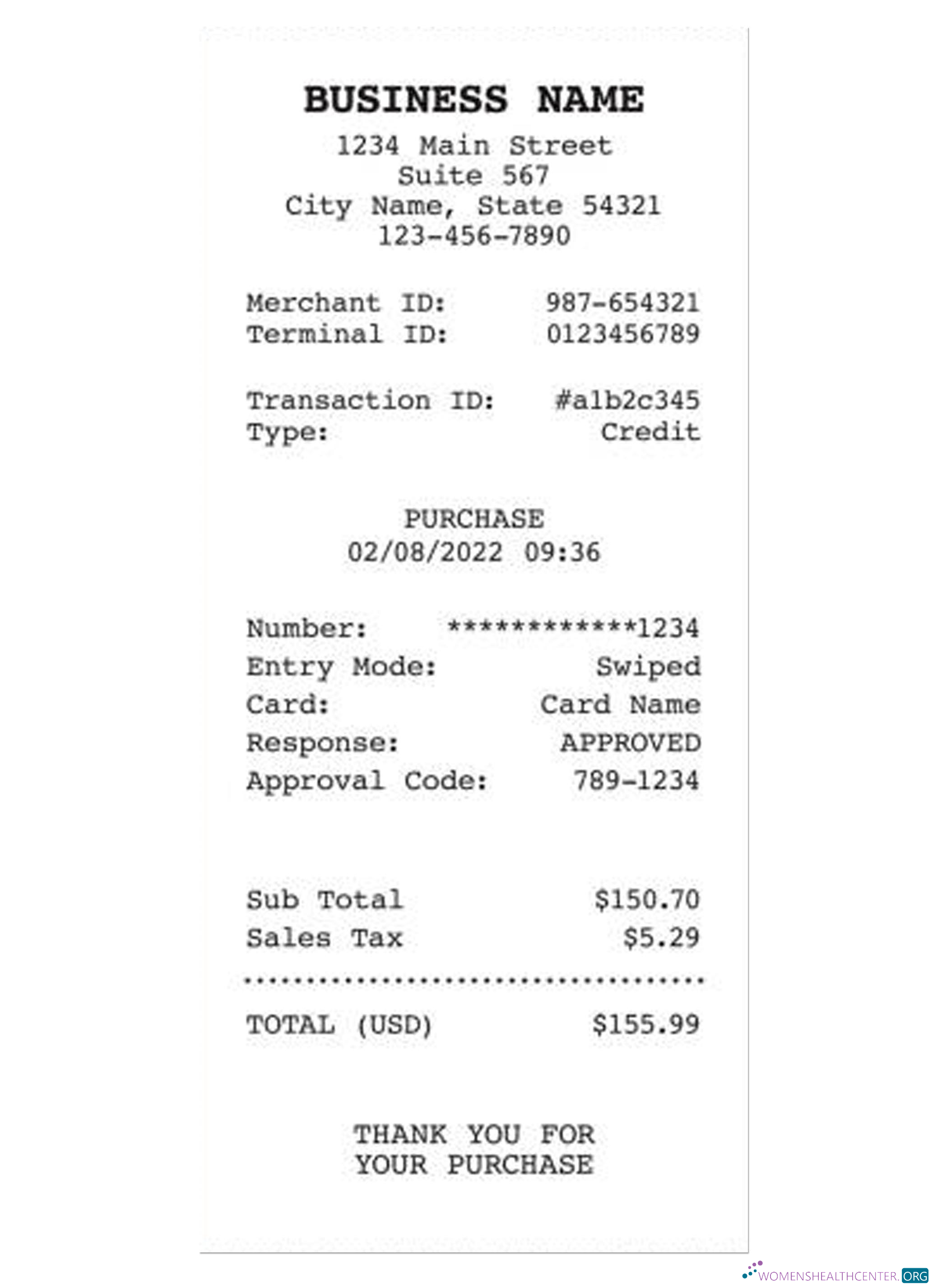 Download BUSINESS COMPANY receipt version 2 Photoshop template